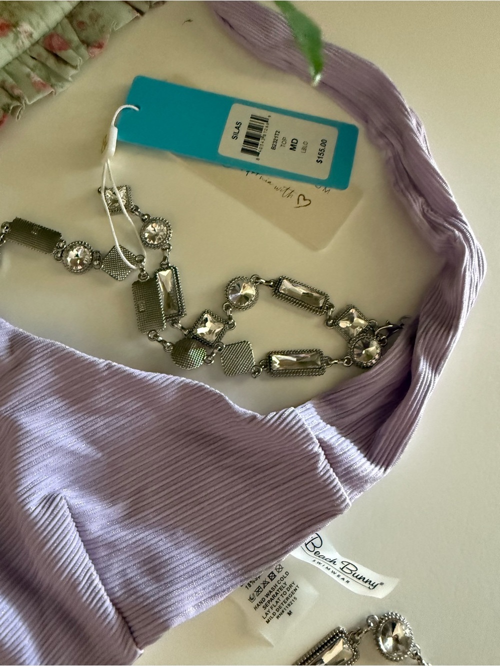 Lilac Ribbed Triangle Bikini Set with Decorative Chain - Picture 5 of 5